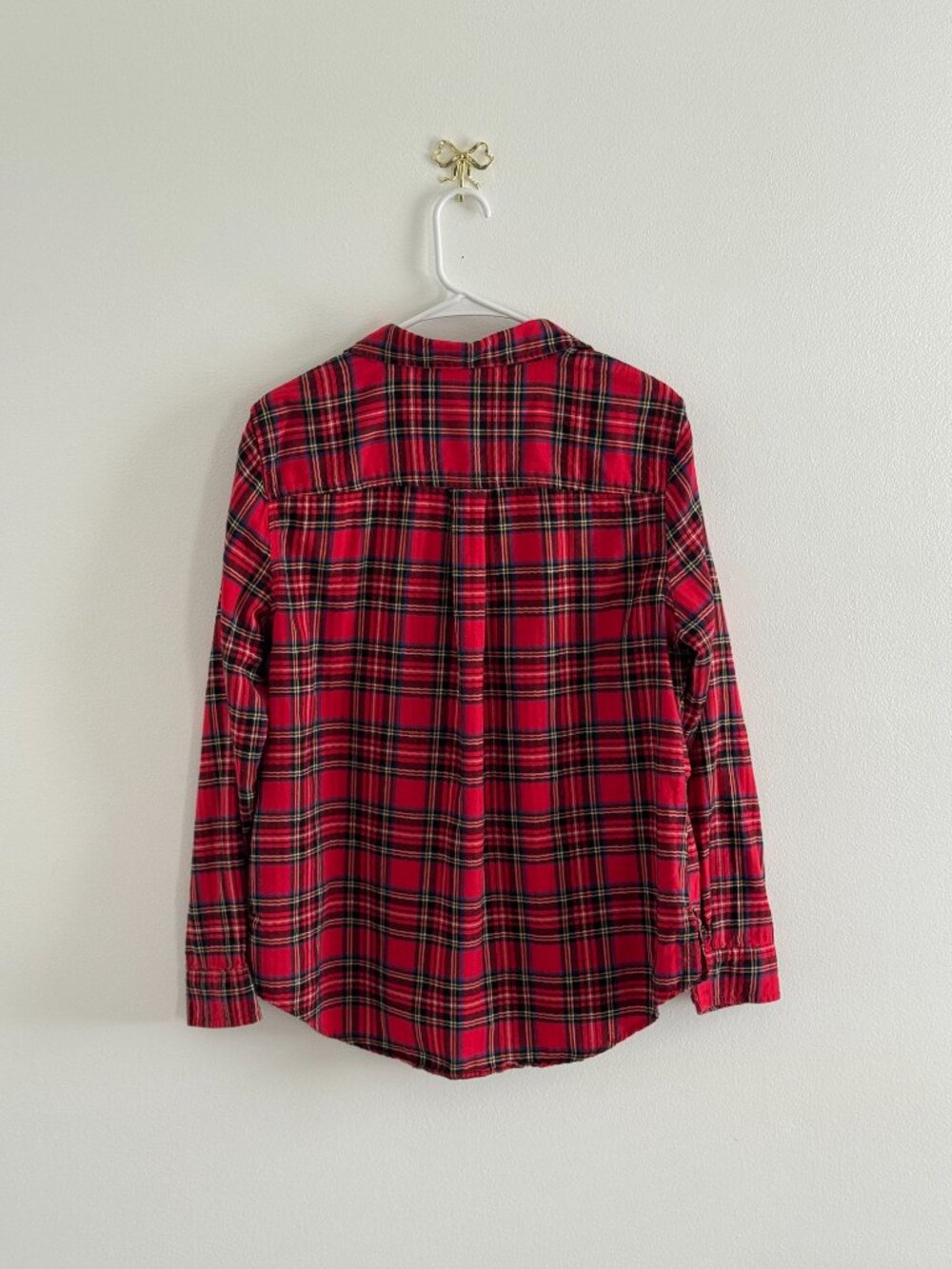 St Johns Bay Button Down Womens XL Red Tartan Relaxed Fit Flannel Soft - Picture 2 of 9